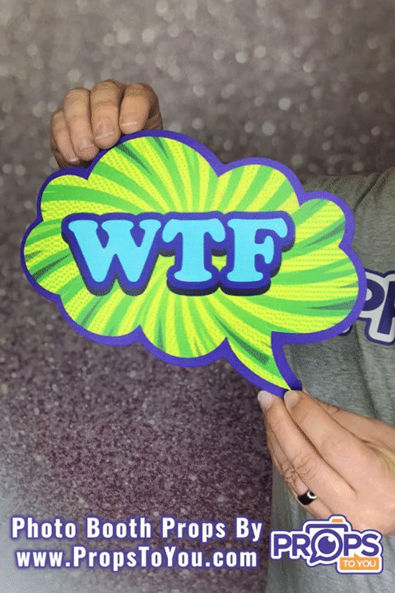 Neon Speech Bubbles Hmm.../wtf Photo Booth Prop Etsy