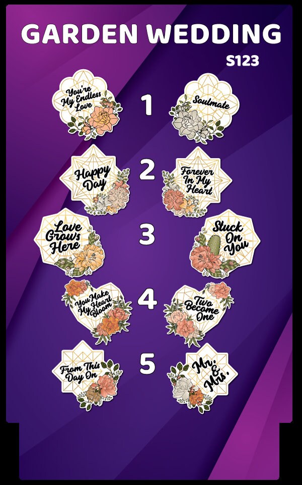 BUNDLE Garden Wedding 5 DoubleSided Photo Booth Props