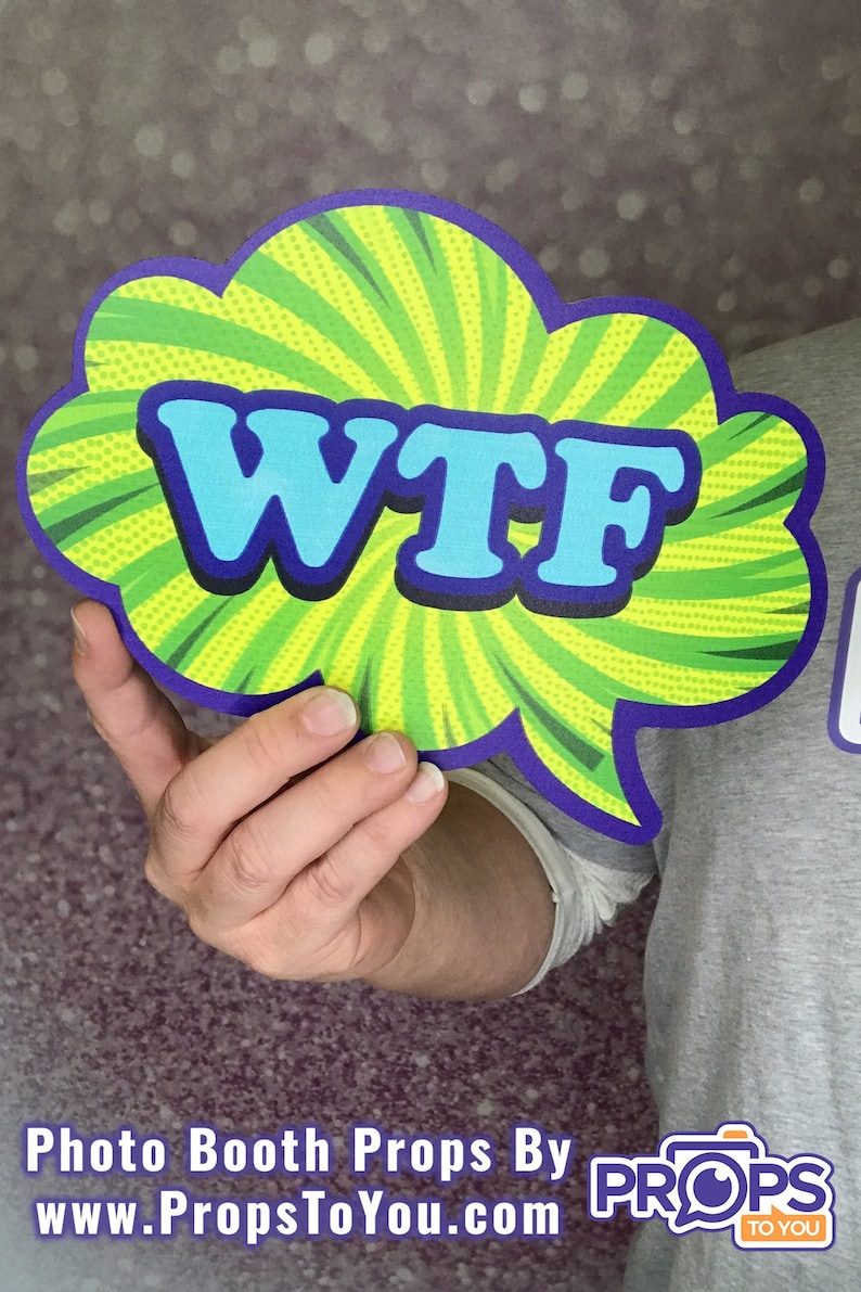 Neon Speech Bubbles Hmm.../wtf Photo Booth Prop Etsy
