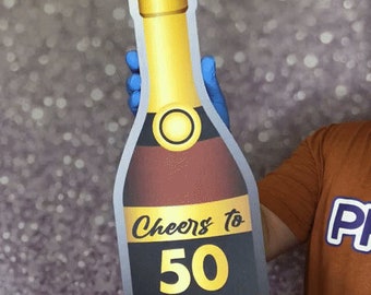 BIG Prop: 50th Birthday! 5 Perfect 10s/Cheers to 50 Years Wine Bottle Photobooth Prop