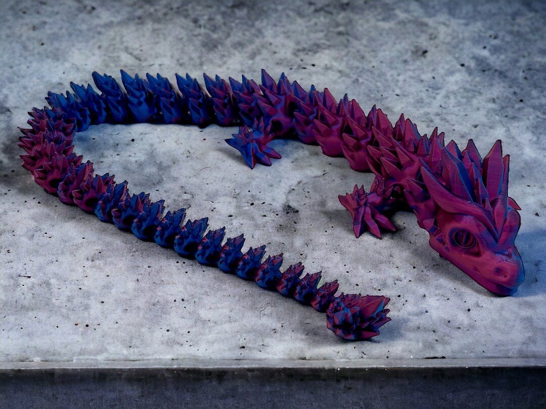 Drago con fiori stampato in 3D, modello animale simulato, giunti mobili