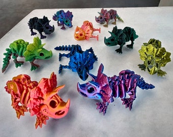 Articulated Triceratops | Ceratopsia | Multicolored | Fidget | 3D Decoration | Dino | XXL Dinosaur Joint Tabletop Toy