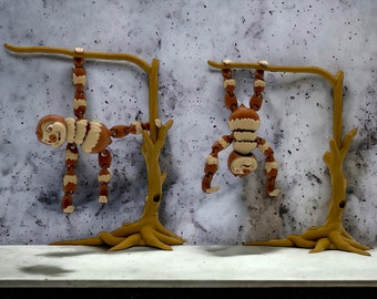 Articulated sloth + tree | Multicolored | Fidget | 3D