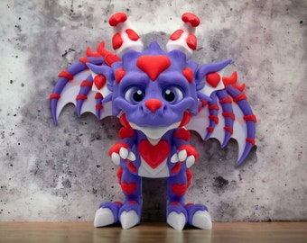 Drache beweglich | Dragon articulated | MEHRFARBIG | Fidget | 3D Deko | The Heartbreaker | Heartbreaker der Liebesdrache