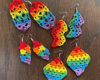Lot de boucles d'oreilles Fierté au crochet PDF anglais - 4 motifs Fierté