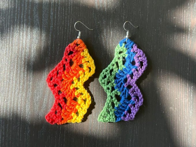 Crochet Earrings Rainbow Pattern