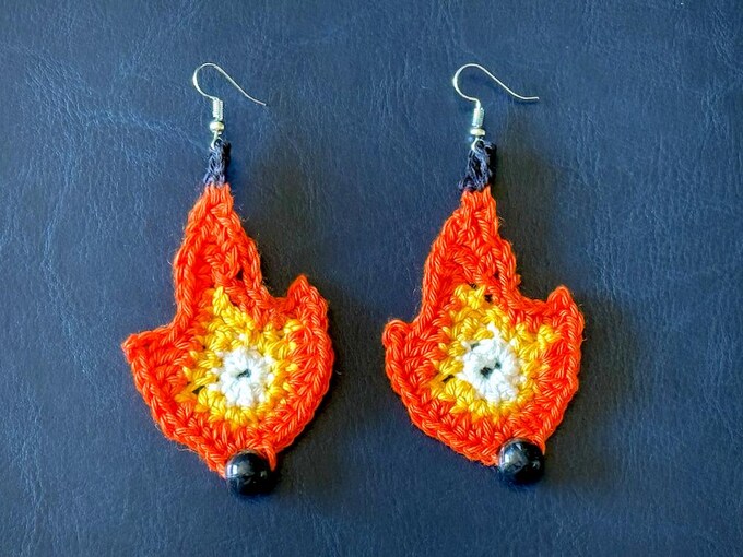 Crochet Earrings Flame Pattern
