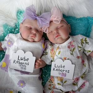 Reborn Baby Dolls 20inch 3D-Paint With Visible Veins Realistic Reborn Twins Sleeping Cloth Body High Quality Toddler Doll Bebe Birthday Gift