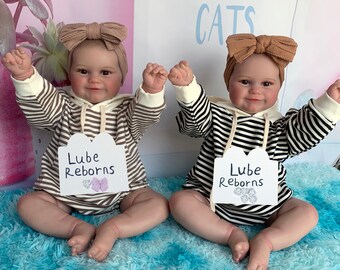 Reborn tweelingpoppen 24 inch Zacht knuffeldoekje Lichaam Levensechte herboren poppen Peuterspeelgoed voor meisjes Hoge kwaliteit pasgeboren 3D-huid Kerstcadeaus