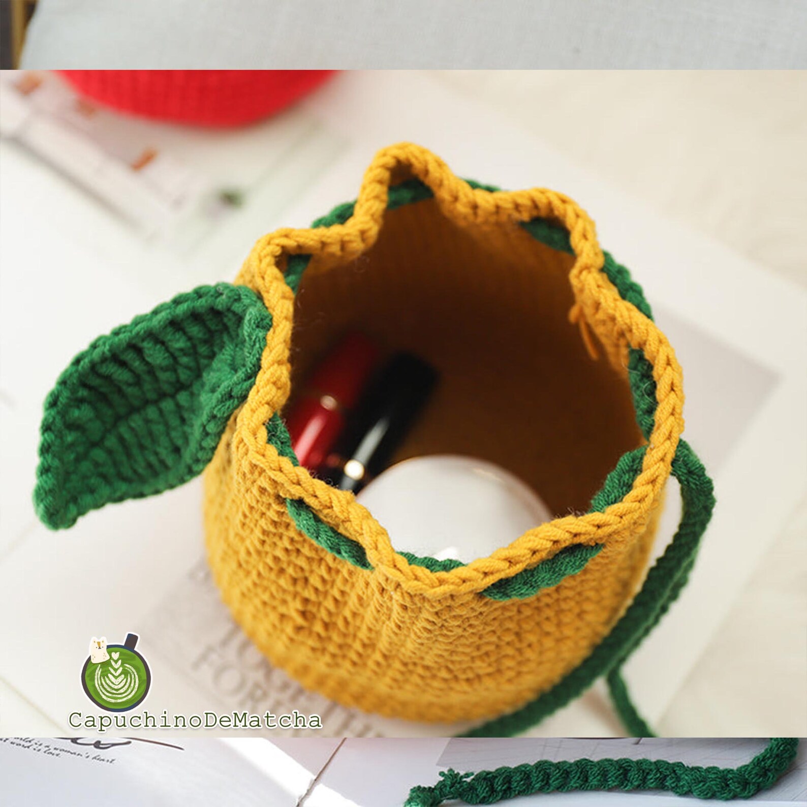 Crochet Orange Drawstring Bag Crochet Fruit Pouch Knitted Etsy