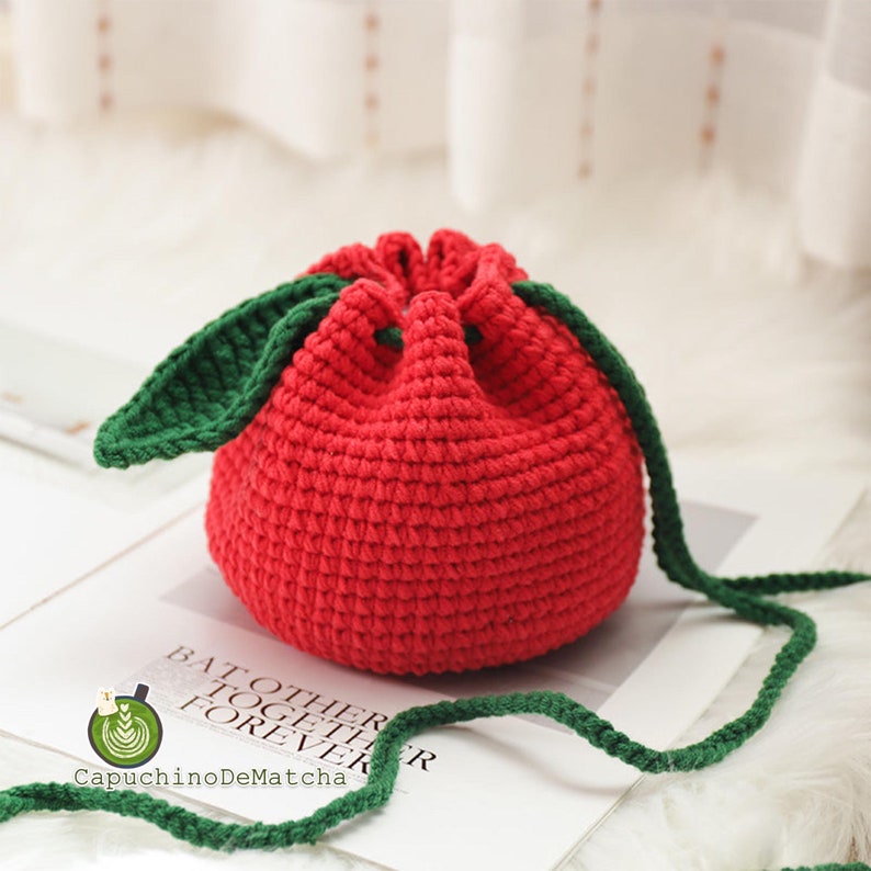 Crochet Orange Drawstring Bag Crochet Fruit Pouch Knitted Etsy