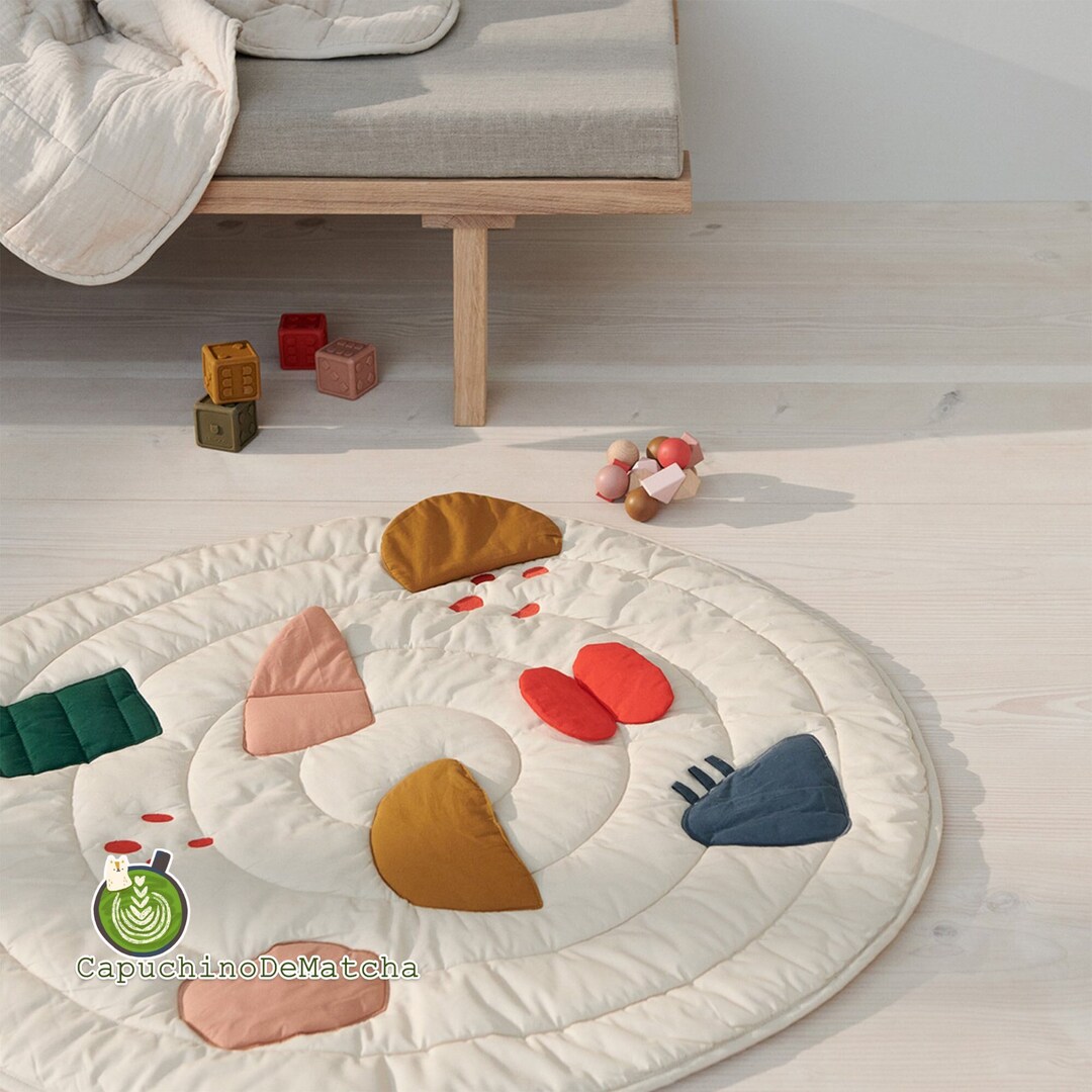 Newborn Play Mat Padded Activity Mat Round Linen Quilted Etsy