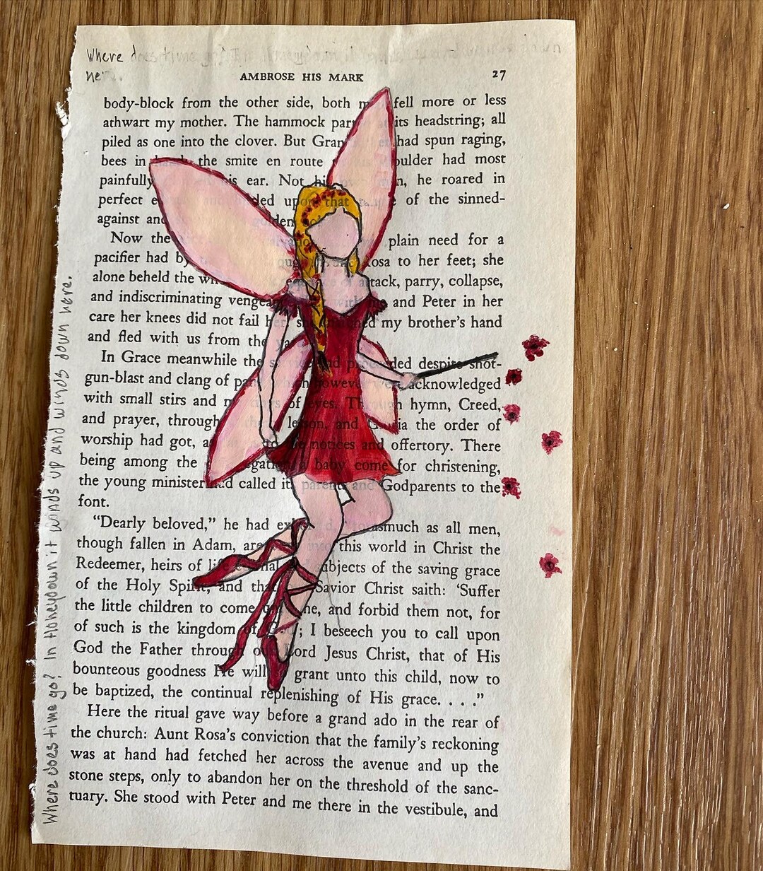 Ruby the Red Fairy Illustration Painted on Book Pages Etsy