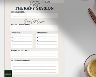 Pre & Post Therapie Sitzung Reflektierende Arbeitsblätter