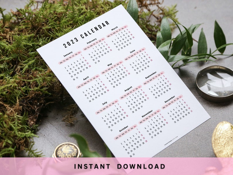 Yearly Calendar Printable 2023 2024 2025 2026 Calendar Etsy Canada