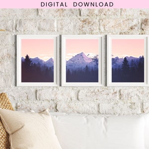 3 Piece Wall Art Printable Set of 3 Wall Art Print Sunset - Etsy