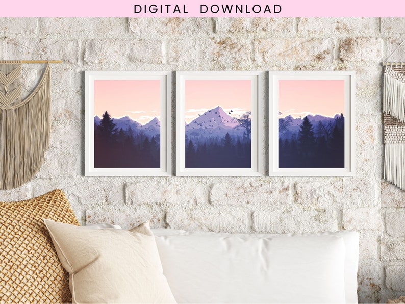 3 Piece Wall Art Printable Set of 3 Wall Art Print Sunset - Etsy