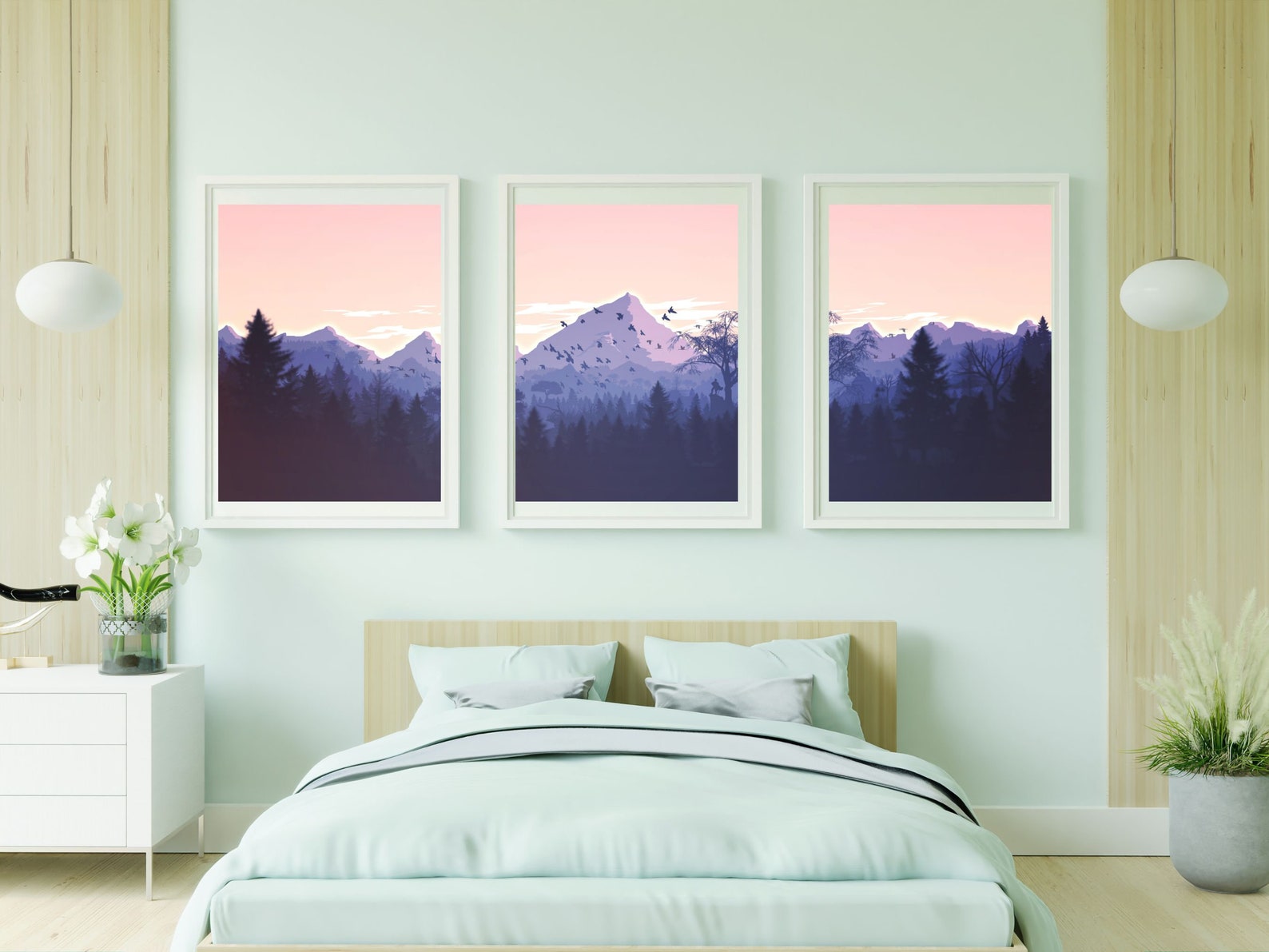 3 Piece Wall Art Printable Set of 3 Wall Art Print Sunset - Etsy