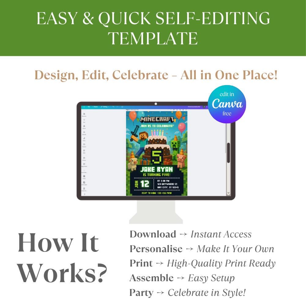 Editable Minecraft Invite Template