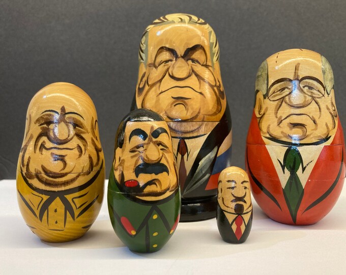 Vintage Former Soviet Leaders Nesting Dolls Russia Stacking Matryoshka