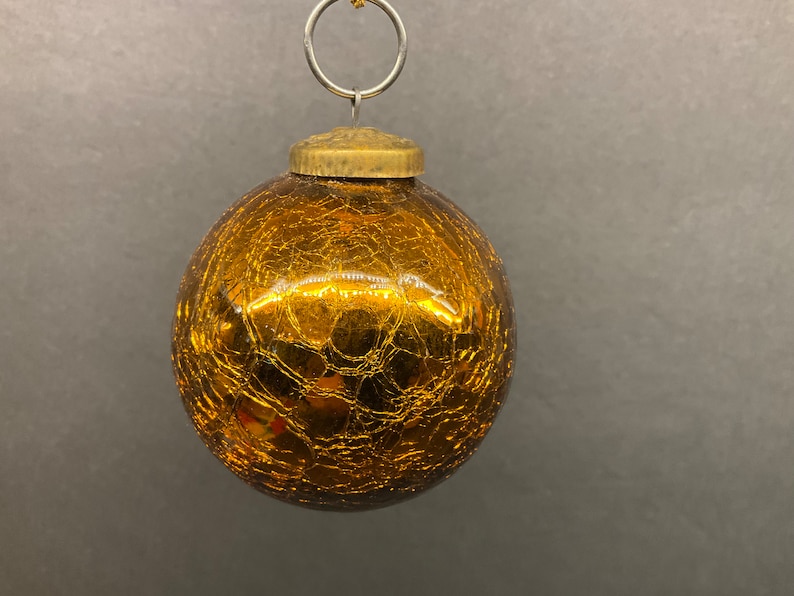 Bronze Mercury Glass Ornament, Vintage Crackle Mercury Glass Heavy