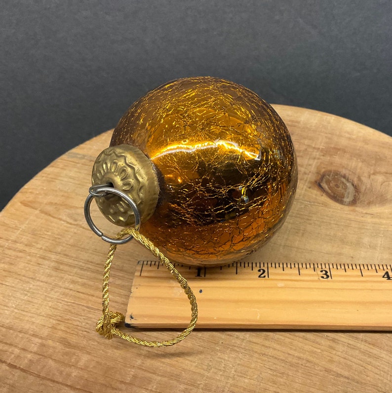 Bronze Mercury Glass Ornament, Vintage Crackle Mercury Glass Heavy