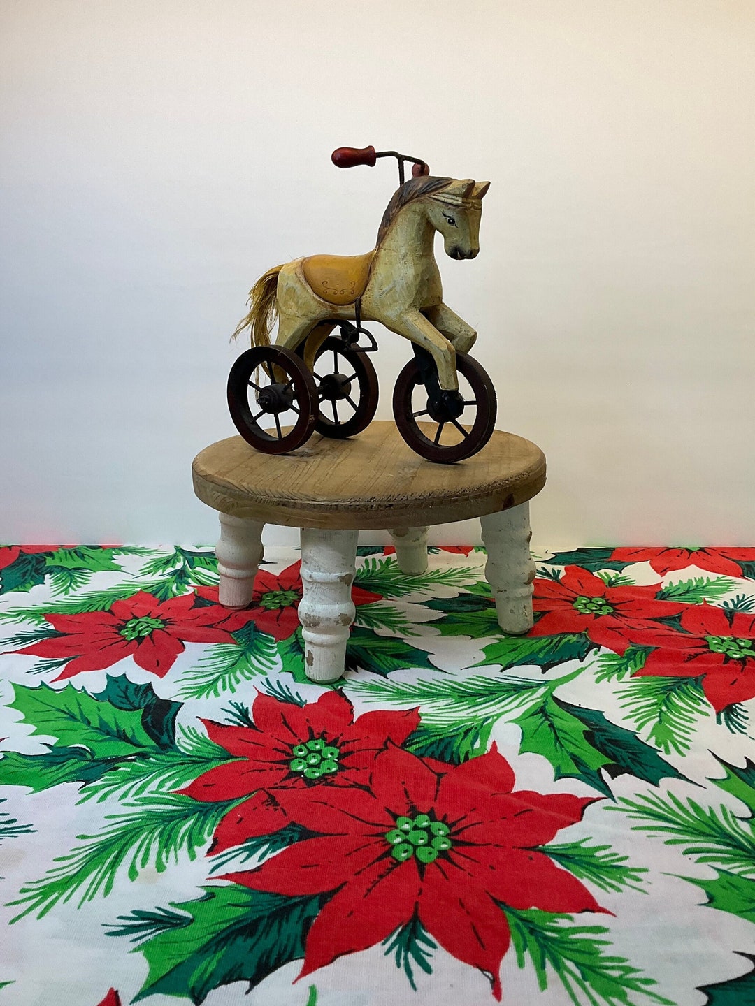 WOODEN HORSE Folk Art Vintage Wooden Rolling Horse Shabby Etsy