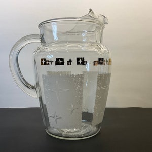 Vintage Federal Glass Pitcher: Atomic Starburst MCM Kitchenware