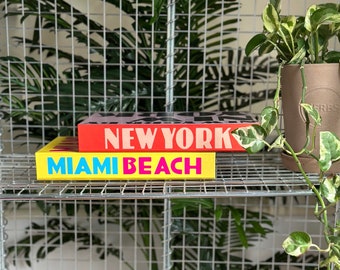 Caja de libros decorativa de lujo, Miami, cubierta de libro duro de Nueva York, caja de libros que se puede abrir, decoración de mesa de centro, libro falso, puesta en escena de libros
