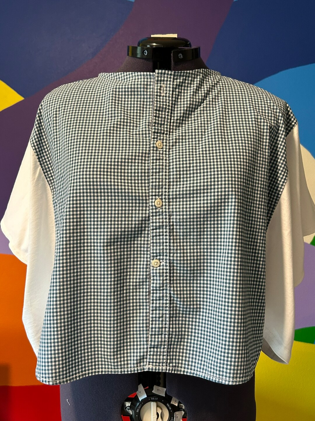 BOXY TSHIRT (buttons) - UPCYCLED Shirt and T-shirt - Teeup Shirt - Size ...