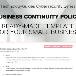 Easy Business Continuity Policy Template - Cybersecurity for Your Business