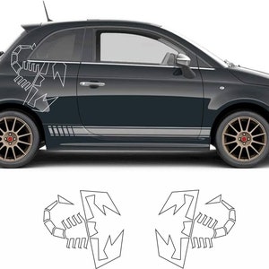 Naklejka Abarth na Fiata Naklejka Scorpion Contour Naklejka na boczny pasek samochodu Włoska naklejka na Fiata 500 595 Abarth naklejka boczna