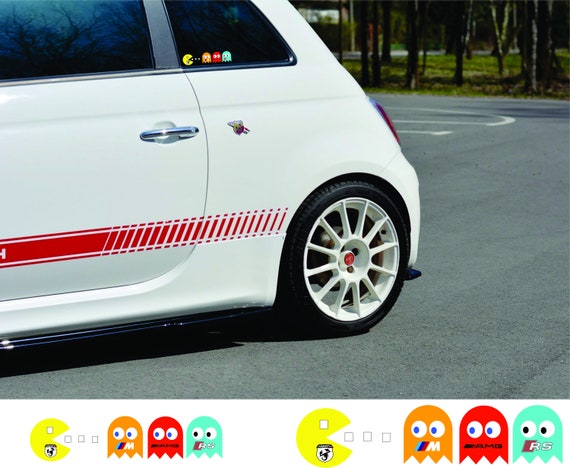 Pacman Sticker Fiat Abarth Sticker Abarth Eating M, AMG and RS 595 for Fiat  500 Funny Sticker 