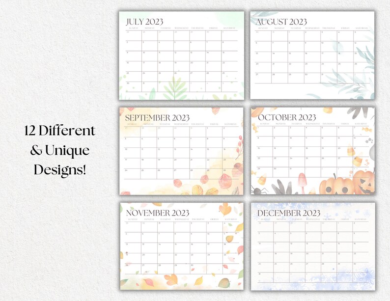 Editable Printable 2023 Botanical Monthly Calendar Etsy
