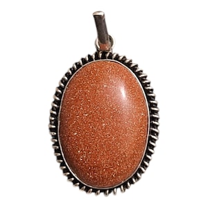 Goldstone Pendant Necklace | Sparkling Copper Brown Oval Gem | Ambition & Vitality Stone | Handmade Boho Jewelry Gift for Her