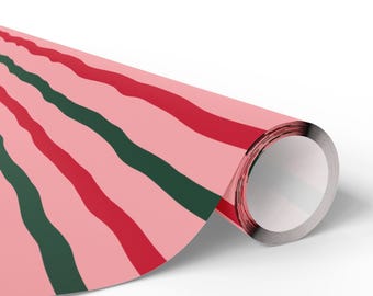 Red Green Stripe Wrapping Paper, Fine Art Gift Wrap