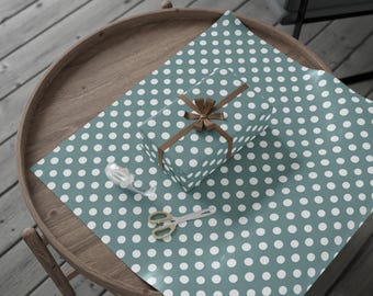 Blågrönt prickigt presentpapper, presentpapper, 90 g/m²