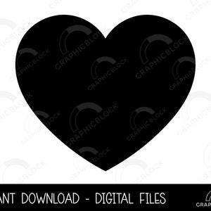 Forma de corazón SVG, Corazón negro PNG, Día de San Valentín Svg, Vector Cut archivo Cricut, Simple Heart Silhouette Outline, Pdf Eps Dxf, Descarga digital
