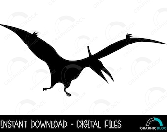 Pterodactyl silhouet SVG, vliegende dinosaurus PNG, Dino Vector, Pteranodon Cricut gesneden bestand, Pterosaurus Eps Dxf illustraties, digitale download