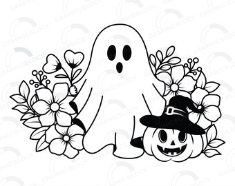 Fantasma floreale SVG: Clipart di Halloween, file di taglio Cricut (download digitale)