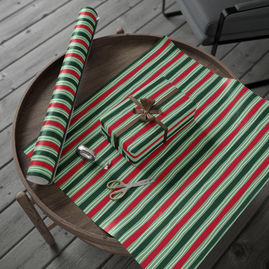 Strippy Rapping Paper Striped Wrapping Paper, Holiday Gift Wrap, Christmas Paper, Elegant ...