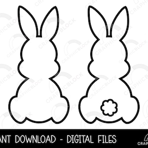 Easter Bunny Outline SVG Bundle, Bunny Silhouette Shape Set, Rabbit Vector, Cricut Cut File, Bunny Png Dxf Spring Clip Art, Téléchargement numérique