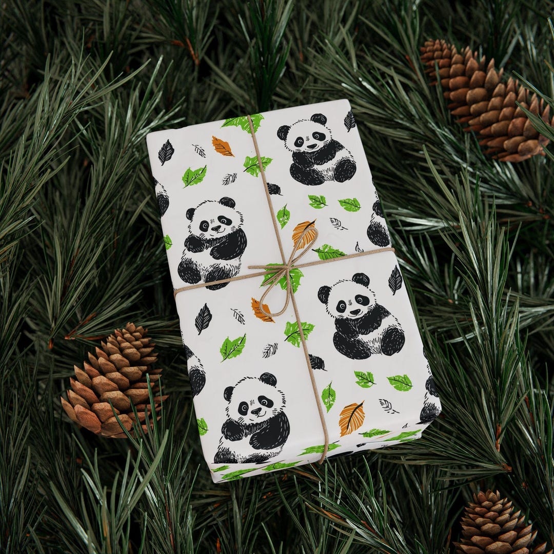 Panda Wrapping Panda Wrapping Paper, Cute Animal Gift Wrap, Kids Birthday, Baby Shower ...