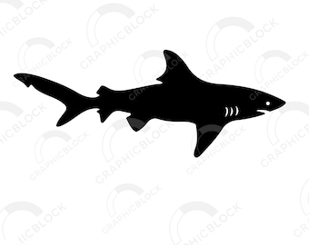 Squalo SVG, grande squalo bianco forma PNG, semplice contorno vettoriale, Cricut Cut File Silhouette Eps, ClipArt animali mare oceano, Download digitale