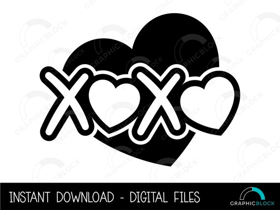 Xoxo Heart SVG, Valentine Heart SVG, Hugs and Kisses Clipart 