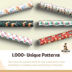 Wrapping Paper Rolls 1000 Plus Unique Patterns Christmas Birthday Holiday Gift Wrap, Perfect Print for All Occasions