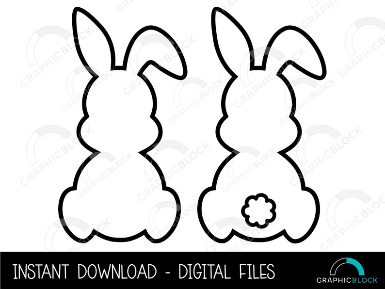 Easter Bunny SVG Set, Outline Bunny Shape Silhouette Set, Rabbit Vector, Cricut Cut File, Bunny Png Dxf Spring Clip Art, Digital Download image 1