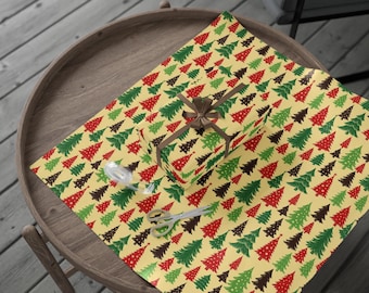 Retro Christmas Tree Wrapping Paper, Vintage Wrap