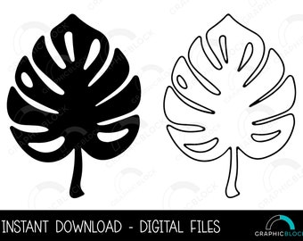 Monstera Leaf SVG: Tropical Plant Silhouette, Cricut Cut File (Digital Download)