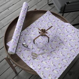 Papel de regalo de unicornio, envoltorio de regalo arcoíris caprichoso para niños, empaque para cumpleaños y baby shower